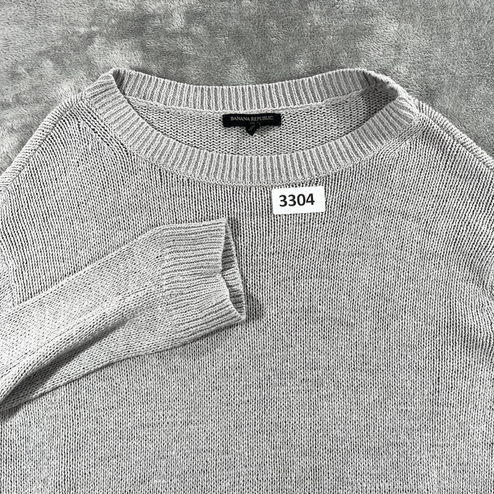 Banana Republic Sweater Womens M Gray Cotton Blend Shaker Knit 459511-01